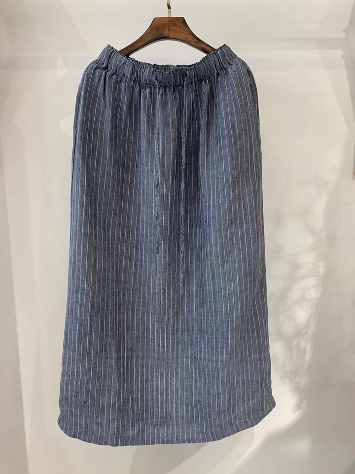 Femme Stribet Løs Maxi-Nederdel Stilla