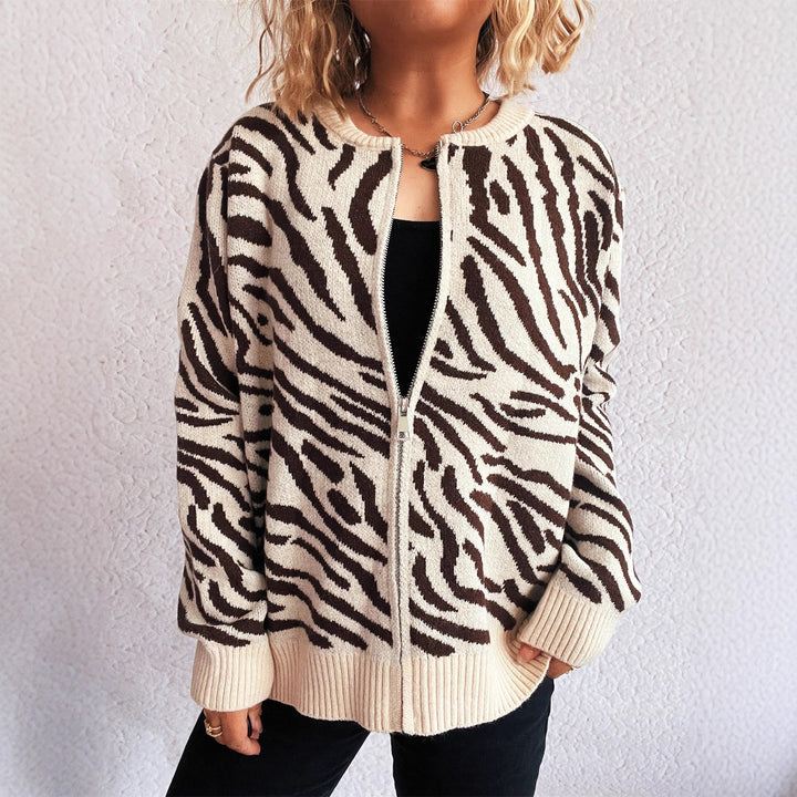 Damer mode cardigan med iøjnefaldende dyreprint Stilla