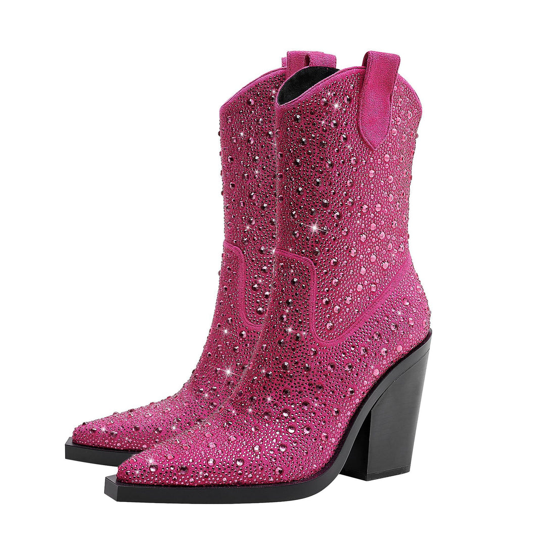 Femme Dekorerede Cowgirl Stiletto Støvler Stilla