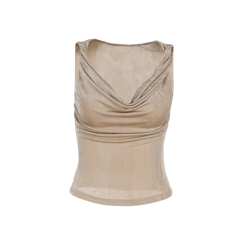 Dame Cowl Neck Rippt Tanktop Stilla
