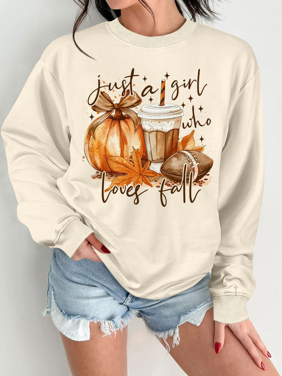 Kvinders sweatshirt med efterårsmotiv og inspirerende print Stilla