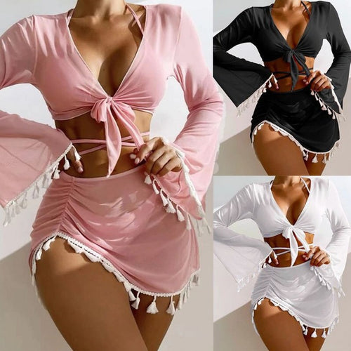 Dame strandoutfit med frynset detaljer Stilla