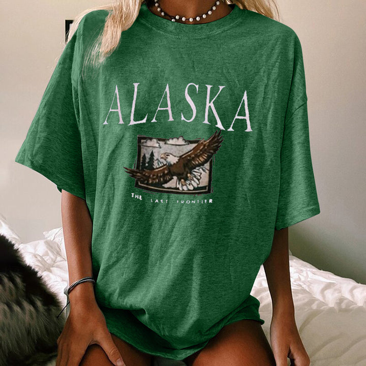 Dame oversized T-shirt med grafisk print og rund halsudskæring Stilla