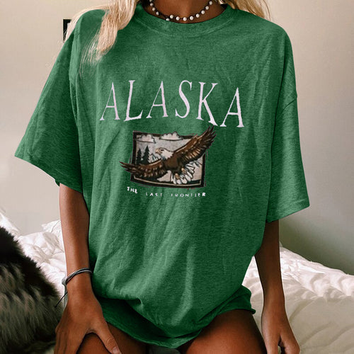 Dame oversized T-shirt med grafisk print og rund halsudskæring Stilla