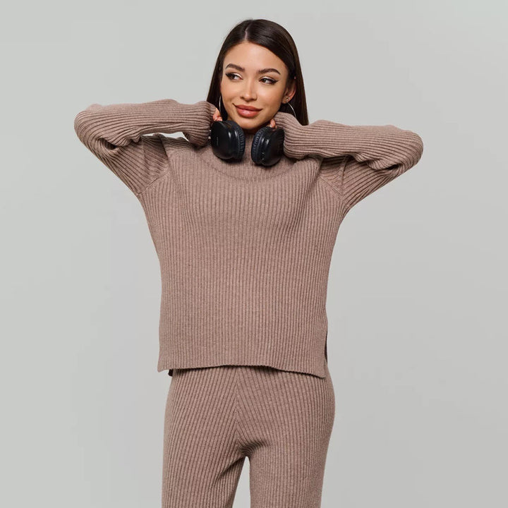 Dame Behagelig Ribstrikket Pullover Stilla