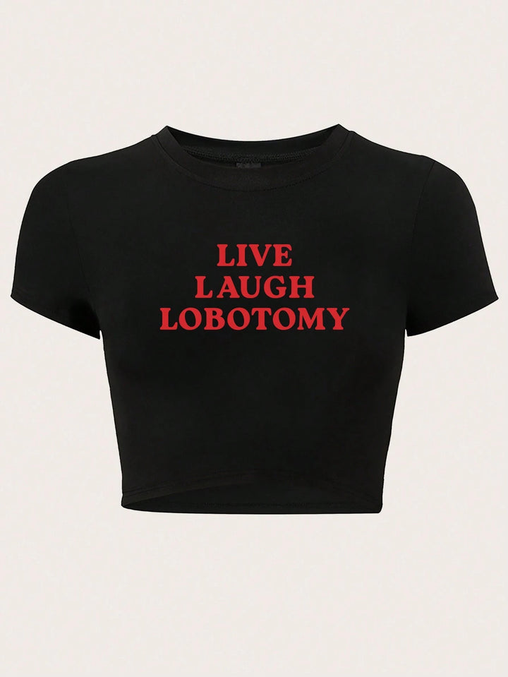 Dame Crop-T-Shirt med kreativt udtryksdesign Skovae