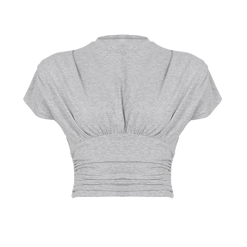 Dame Crop-top med moderne ruffle-detaljer og struktureret design Skovae