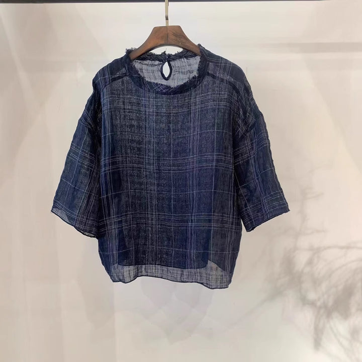 Dame Løs Linned Kortærmet Bluse Stilla