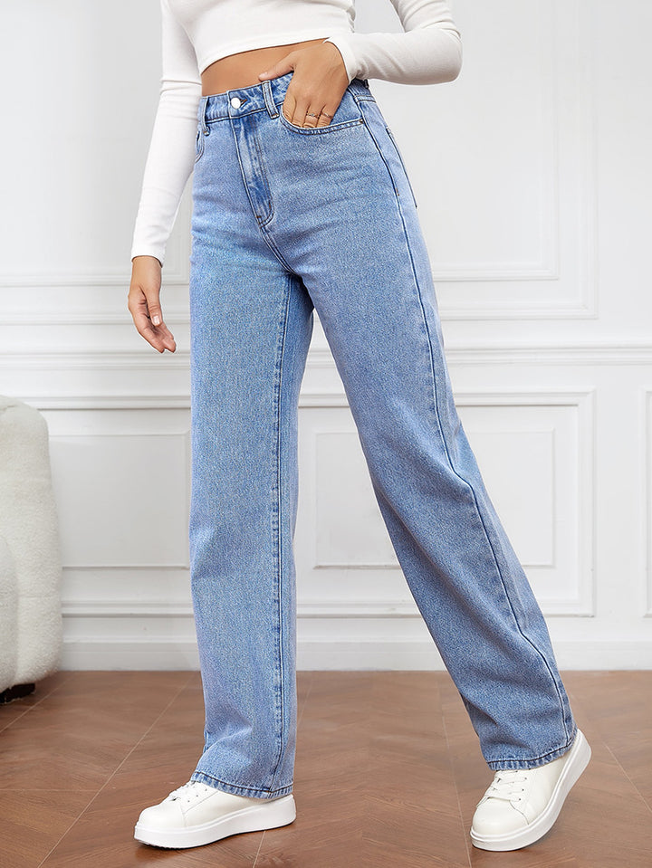 Damejeans med høj talje og brede ben Skovae