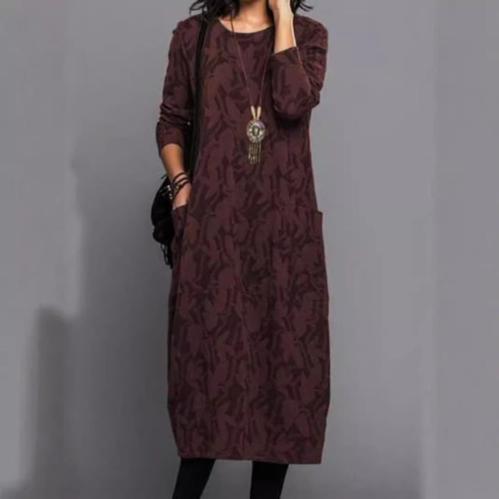 Dame Longsleeve kjole i elegant layering-stil Stilla