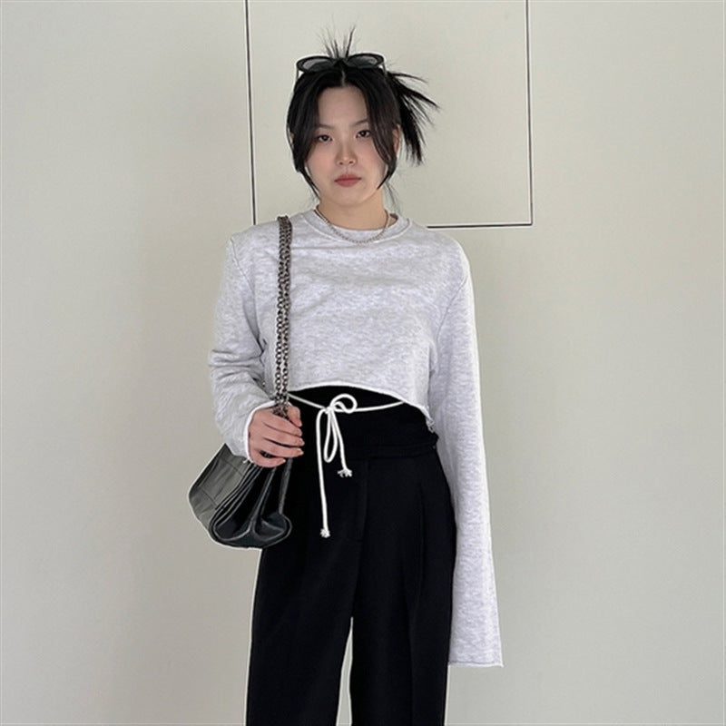 Kvinders afslappede cropped sweatshirt med justerbar snor Stilla