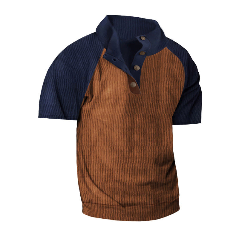 Herre Kortærmet Henley T-shirt med moderne strukturdesign Stilla