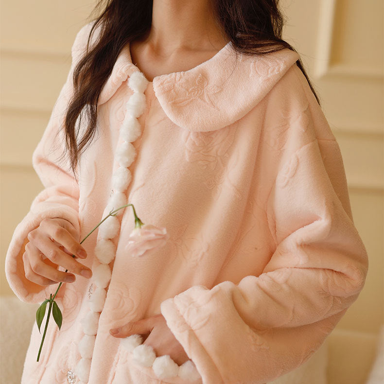 Dame hyggelig oversized-jakke med blomster mønster Stilla
