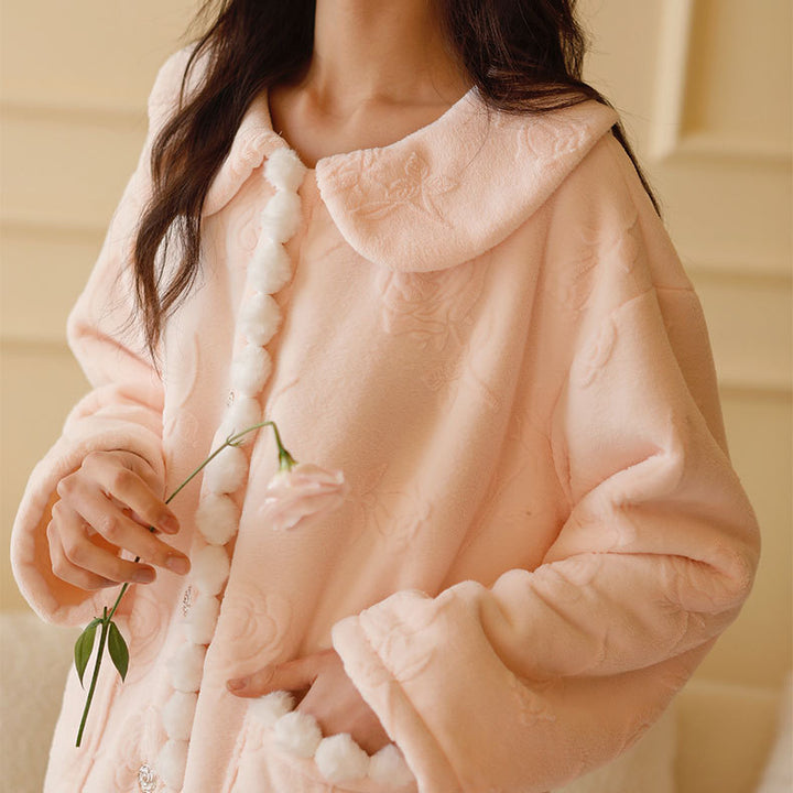 Dame hyggelig oversized-jakke med blomster mønster Stilla