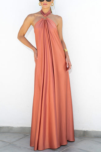 Stilla | Ring Halter Neck Rygløs Maxi Kjole