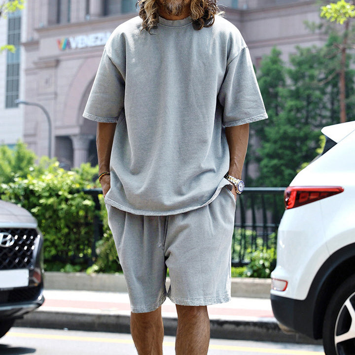 Herrer afslappet overdel og shorts sæt med oversized pasform Stilla