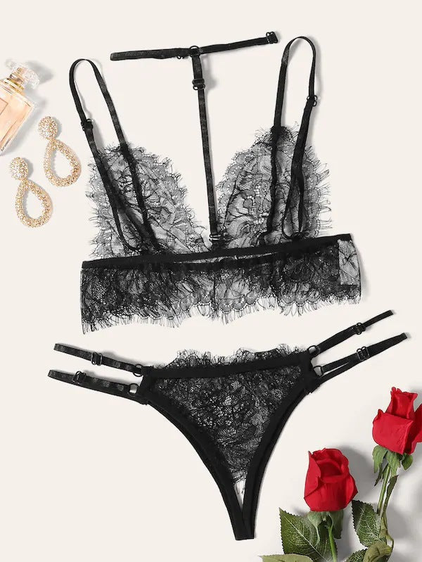 Dame Spids-Bralette og Panty Sæt Stilla
