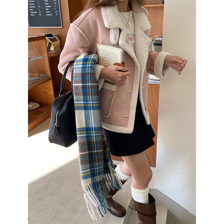 Kvinders oversized teddyjakke med designer-sømme Stilla