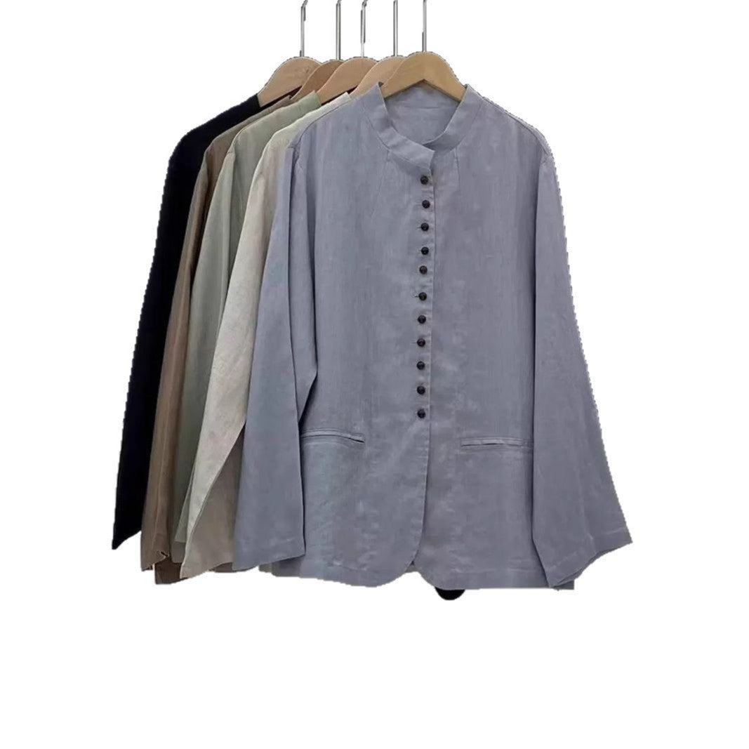 Femme Button-Up Linen Blazer Stilla