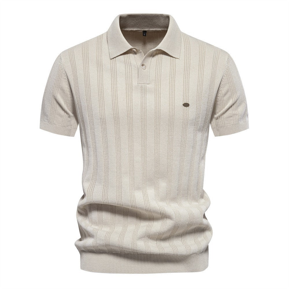 Herrer kortærmet poloshirt med struktureret ribmønster Stilla