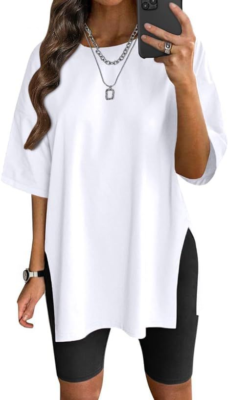 Dame Oversized T-shirt med sideslids Stilla