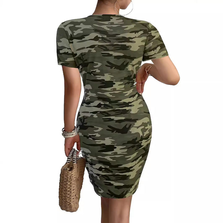Dame Camouflage-Print Bodycon Kjole Stilla