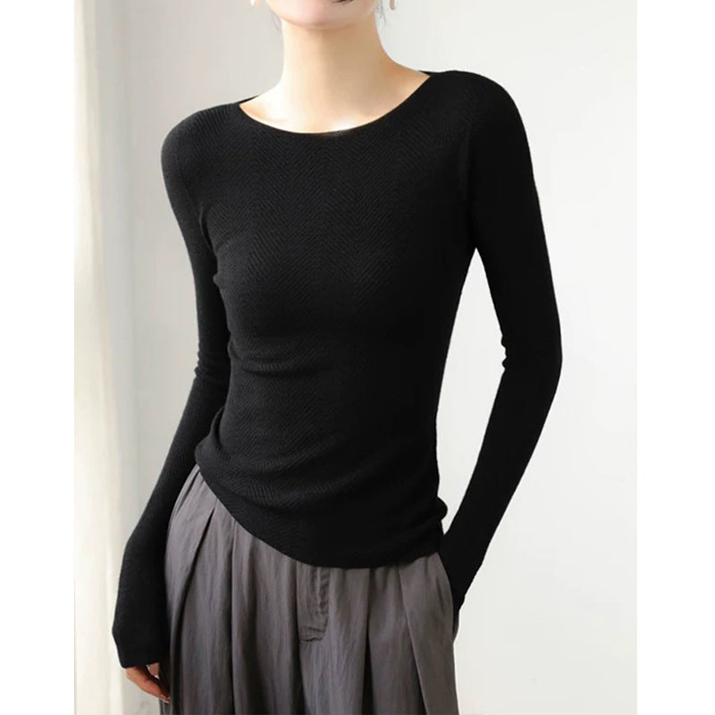Dame Kvalitets Longsleeve Top med struktureret mønster Stilla