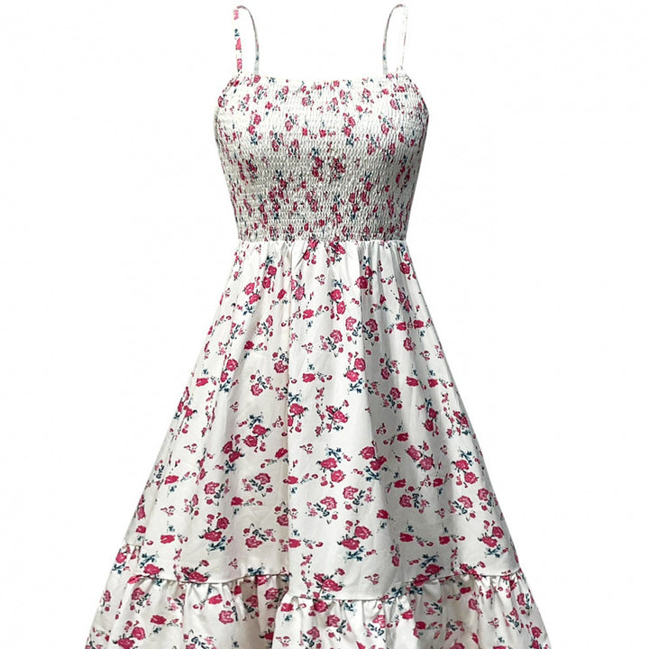 Dame Floral Print Smocked Kjole Stilla