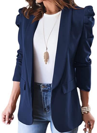 Damer elegant blazer med puffærmer og praktiske lommer Stilla