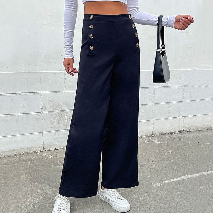 Dame Tailored Loose Bukser med Knapdetaljer Stilla