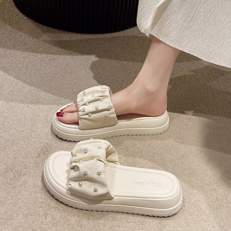 Dame Riemchen-sandaler med skridsikre såler og dekorativ perledesign Stilla