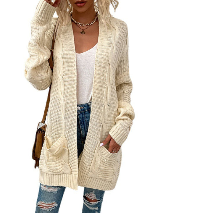 Femme Luksuriøs Kabelstrik-Åben-Front-Cardigan Stilla