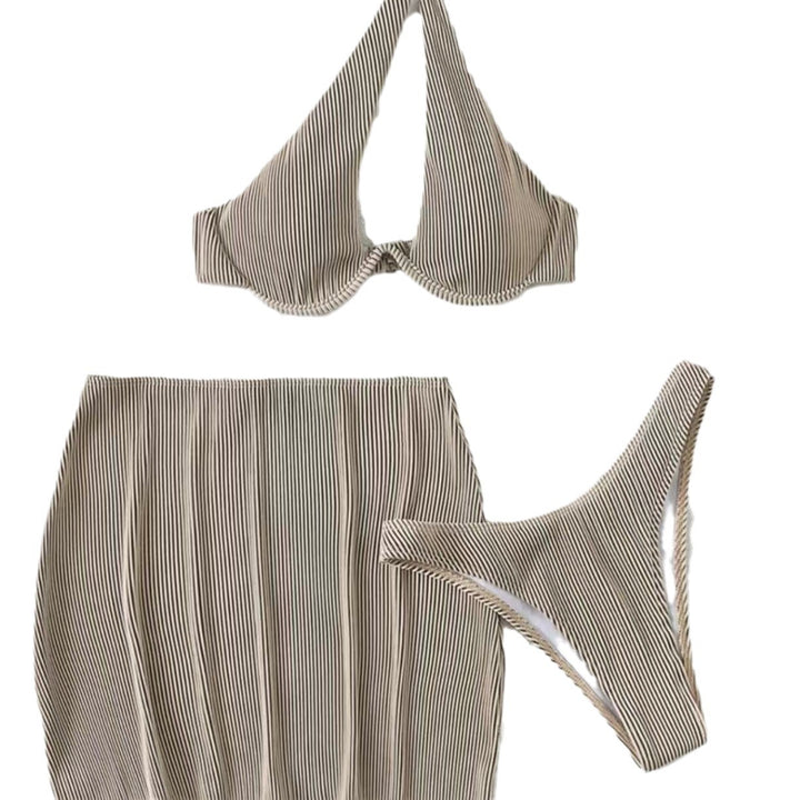 Dame bikini-sæt med asymmetrisk top og figurskærmende nederdel Stilla