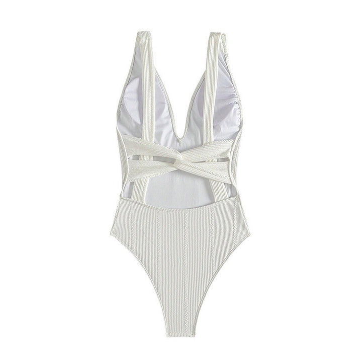 Dame Én-delt Badedragt med ekstra dyb V-hals og fin ribdesign Stilla