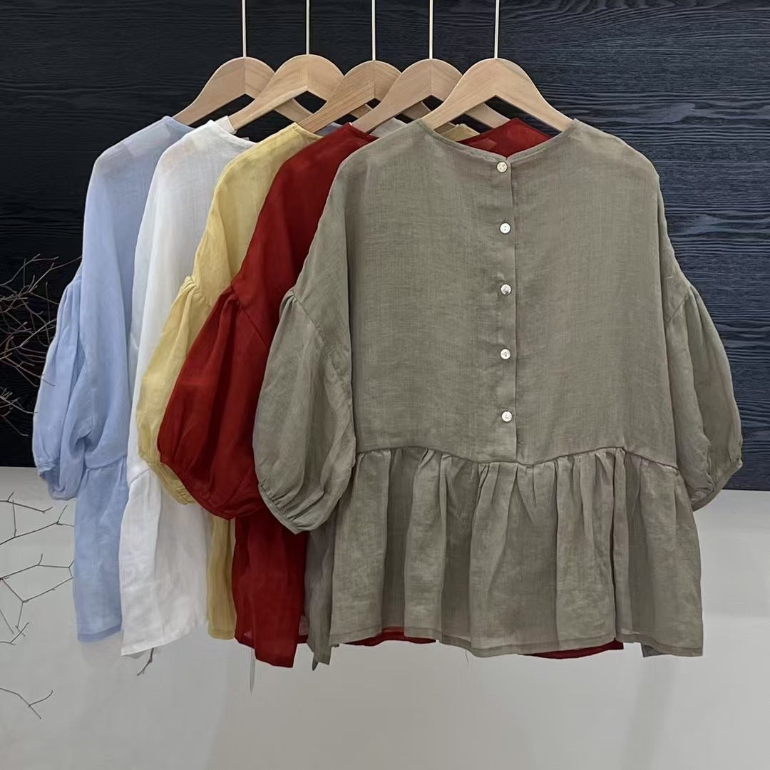Femme Letvægts Peplum Bluse Stilla