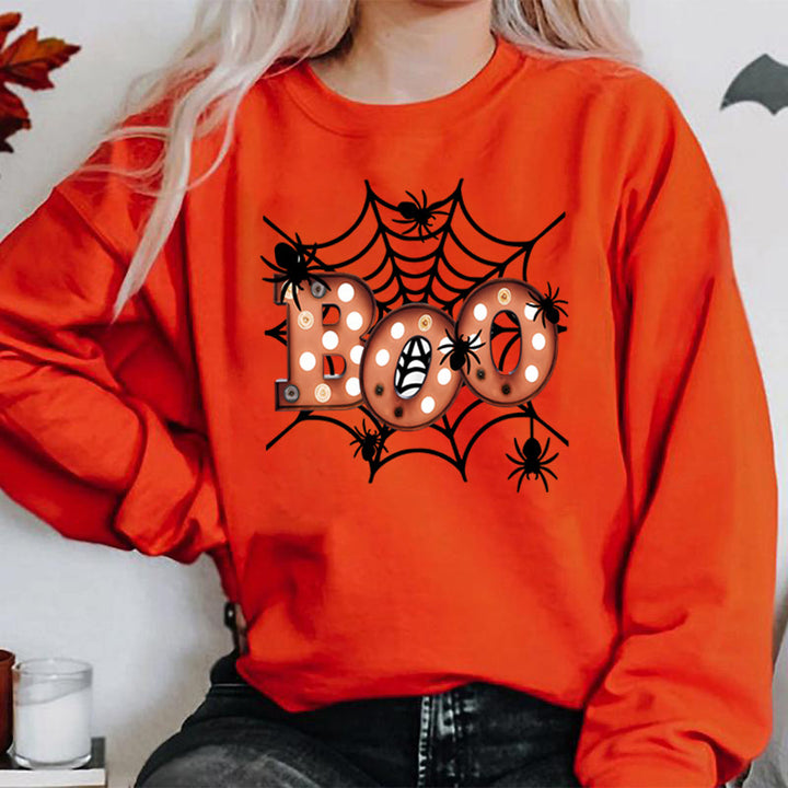 Kvinders sweatshirt med kreativ Halloween edderkoppespind design Stilla