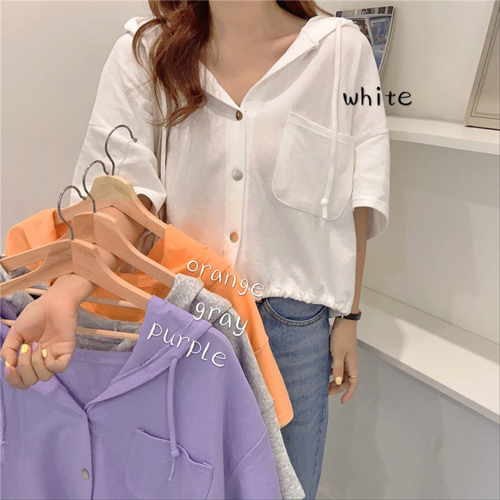 Dame Relaxed Fit Button-Up Bluse i blødt stof Stilla