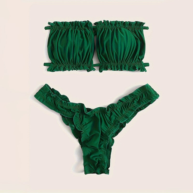Dame bandeau-bikini-sæt med volangdetaljer Stilla