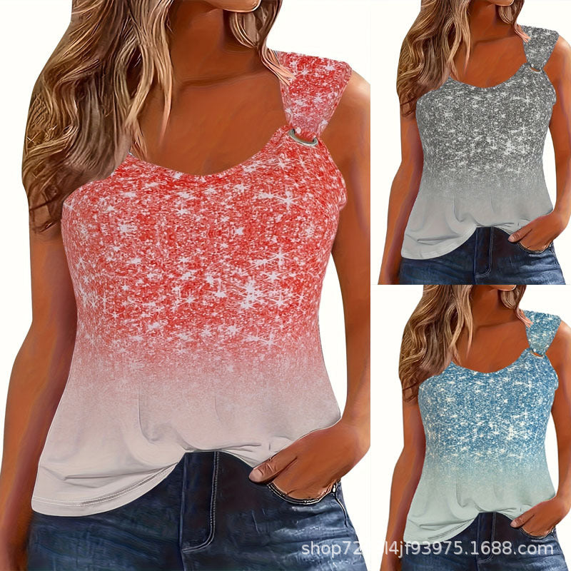 Dame Ombre Glimmer Detalje Tanktop Stilla
