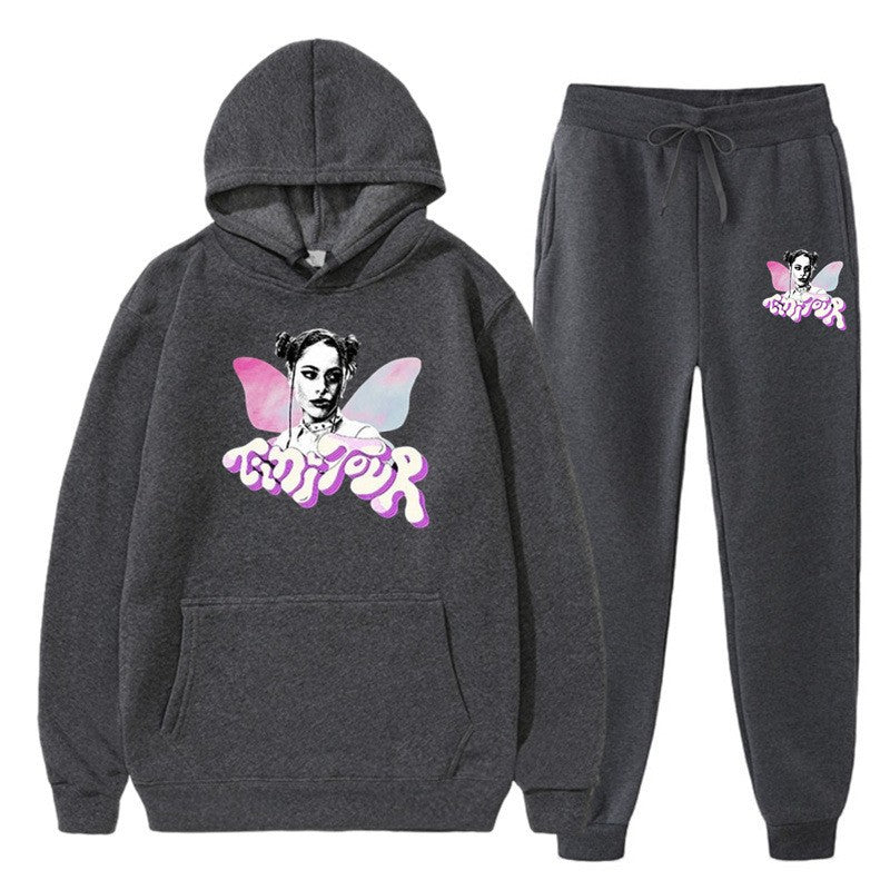 Women's sweatshirt og joggebukser sæt med kreativ grafisk design Skovae