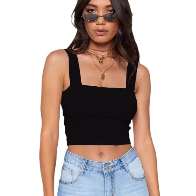 Dame Figurtilpasset Crop-Top med brede stropper Skovae