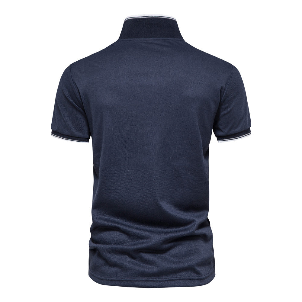 Herrer Poloshirt med moderne ståkrave og sporty kontraster Stilla