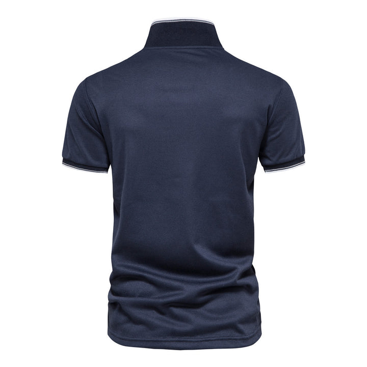 Herrer Poloshirt med moderne ståkrave og sporty kontraster Stilla