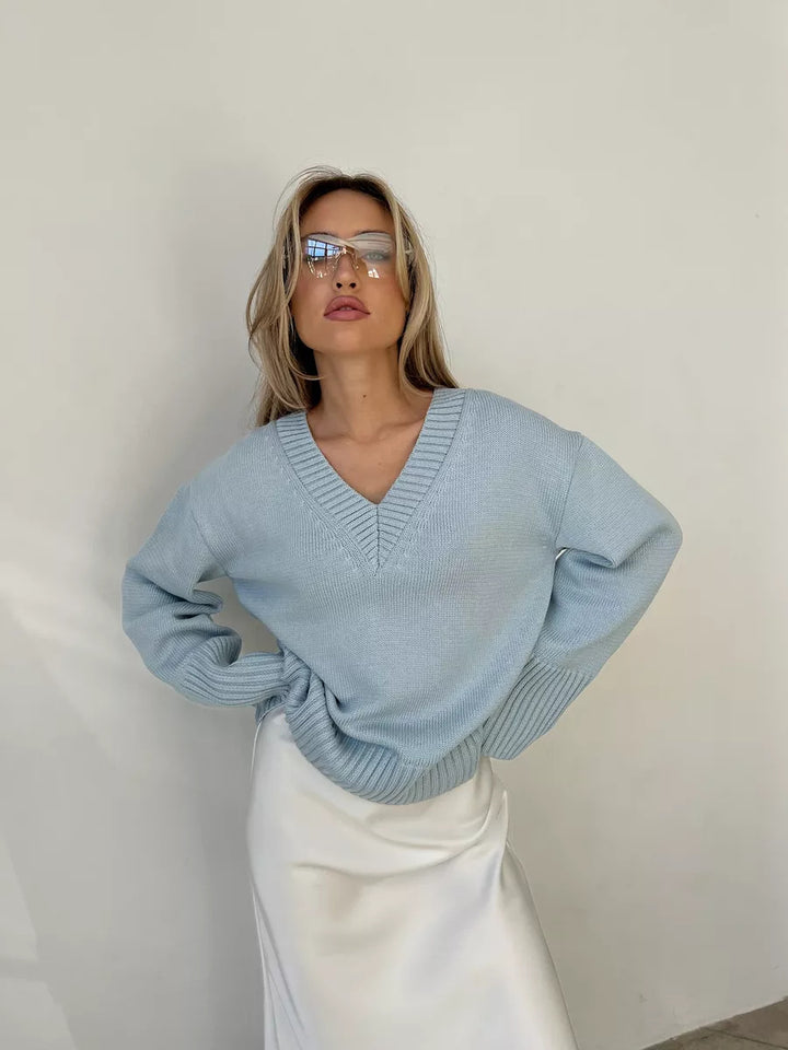 Dame elegant V-hals pullover Stilla