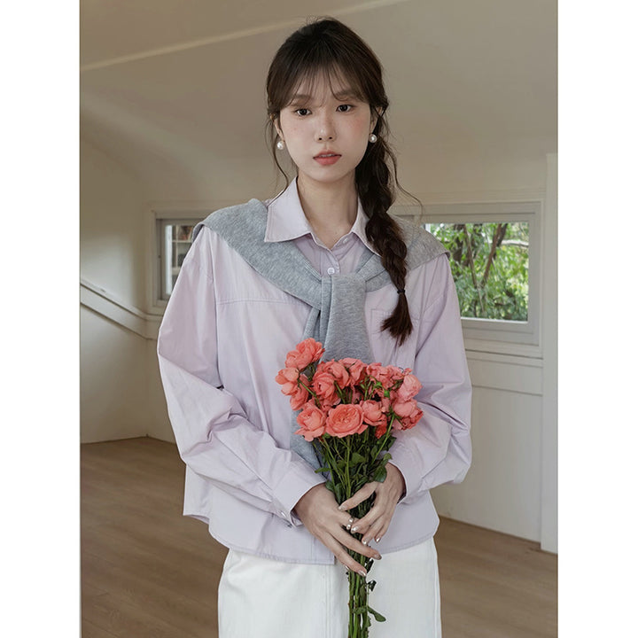 Dame afslappet bluse med en elegant sweaterkrave og moderne snit Stilla