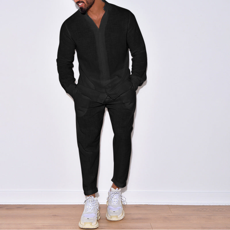 Herre afslappet linnedragt sæt med løs pasform og praktiske lommer Stilla
