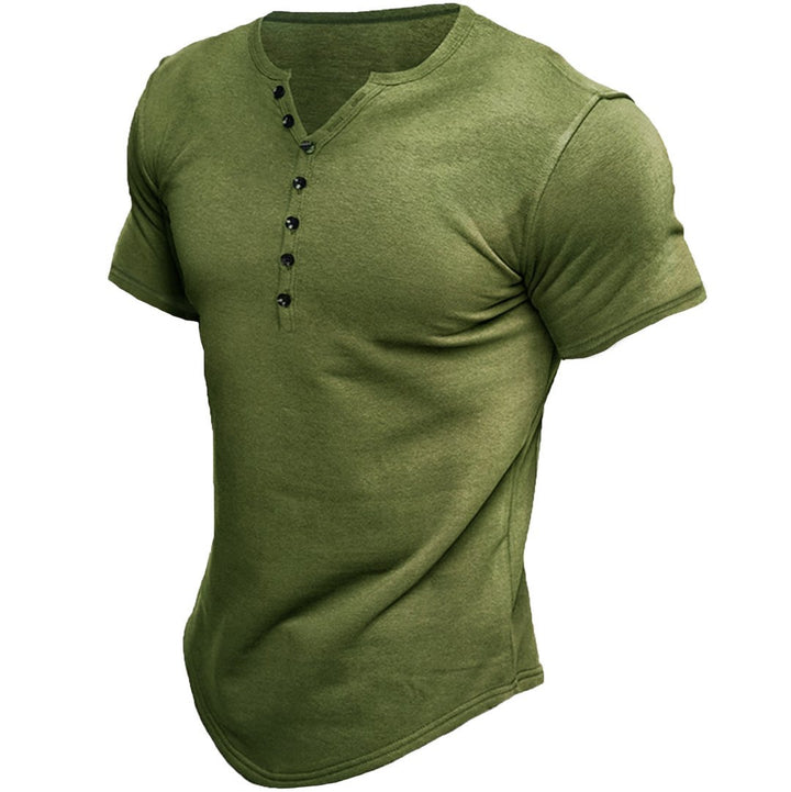 Herrer Fritid Kortærmet Henley T-shirt Stilla