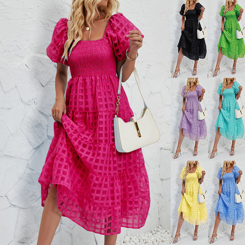 Dame Off-Shoulder Maxikjole med flæsedetaljer og luftig pasform Stilla