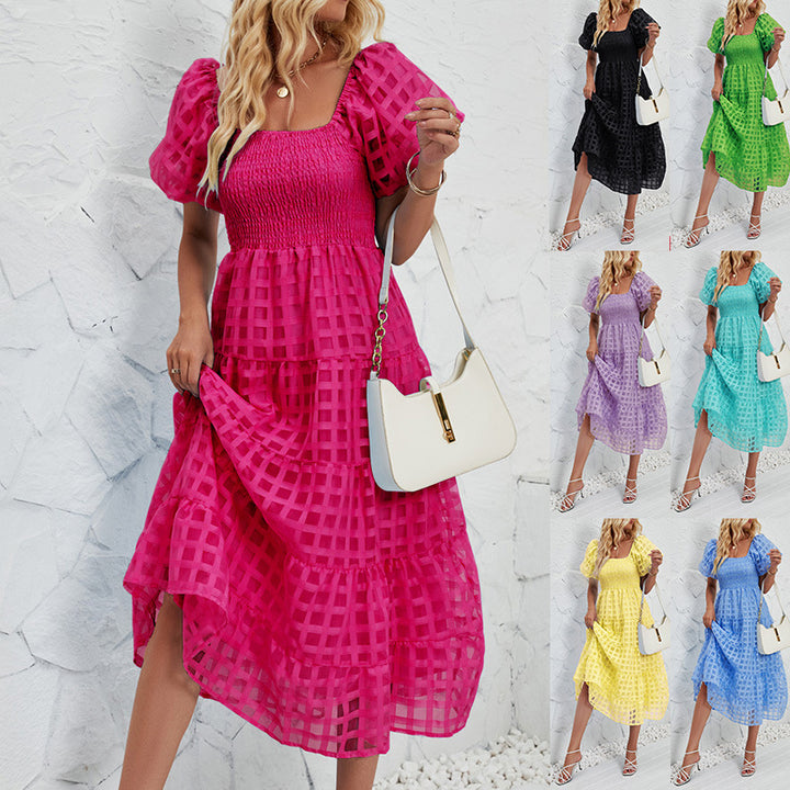 Dame Off-Shoulder Maxikjole med flæsedetaljer og luftig pasform Stilla