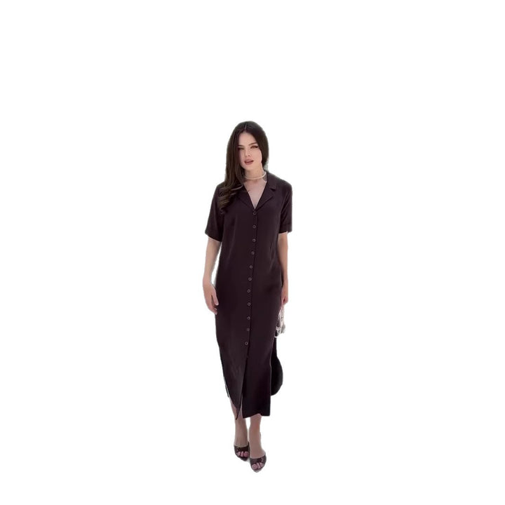 Dame Elegant Knap Skjorte Kjole Stilla